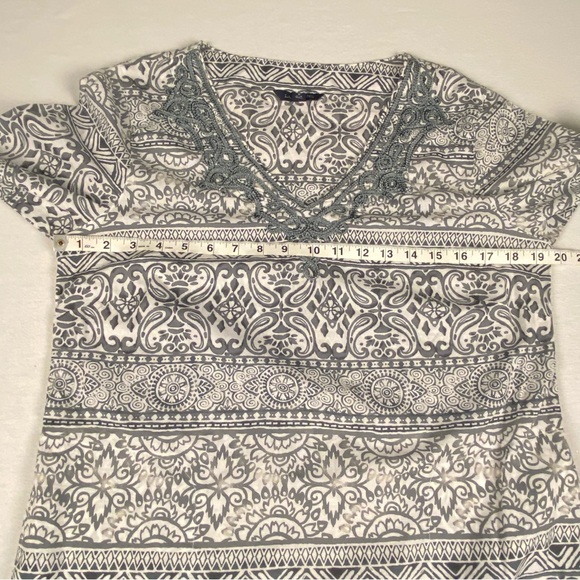 Land’s End Embroidered Lightweight Cotton Summer Dress Cover Up Gray White S 6-8 - Picture 10 of 12